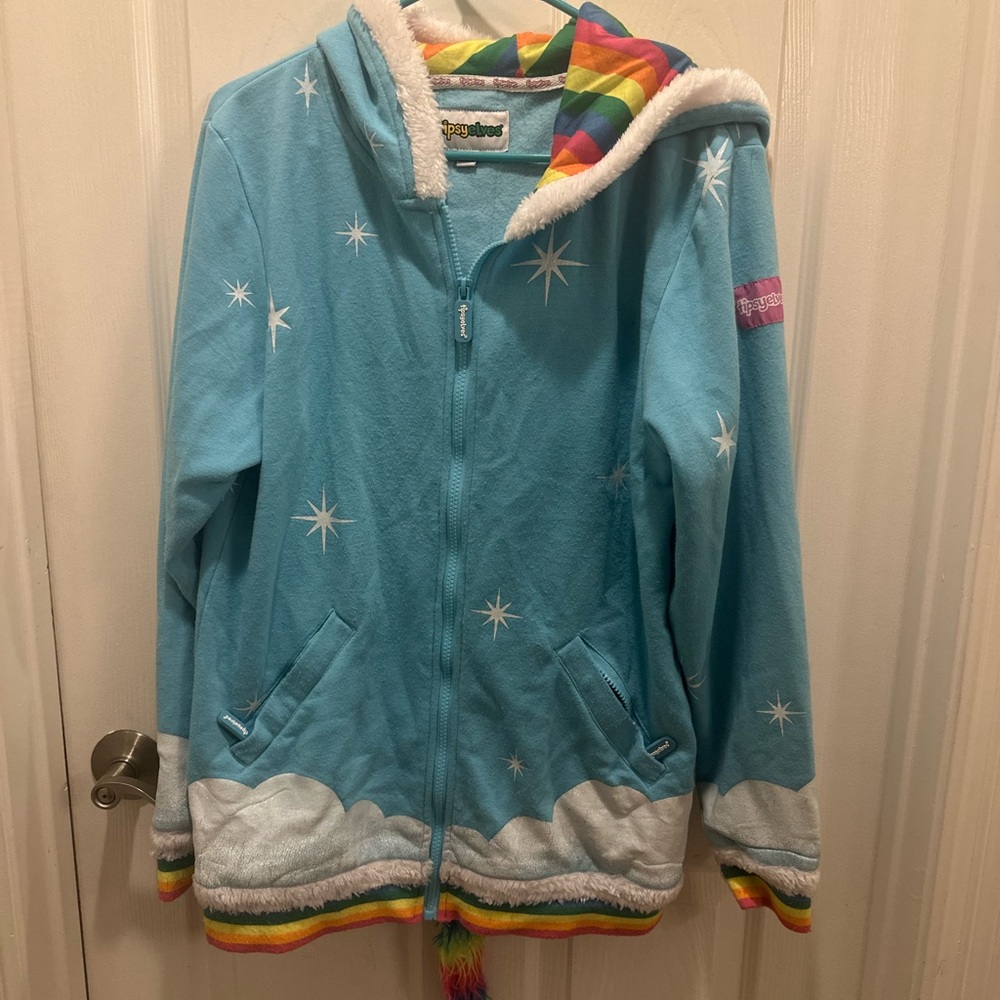 Tipsy Elves Rainbow Unicorn Hoodie size M